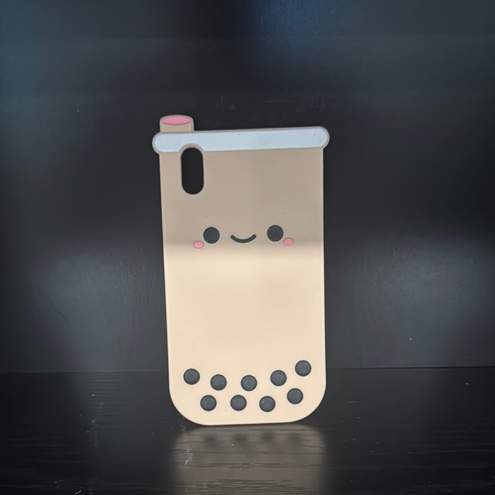Cute Boba Tea Phone Case - Tan and Black